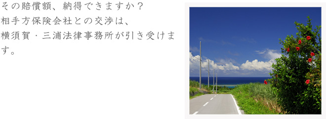 その賠償額、納得できますか？相手方保険会社との交渉は、横須賀・三浦法律事務所の弁護士が引き受けます。